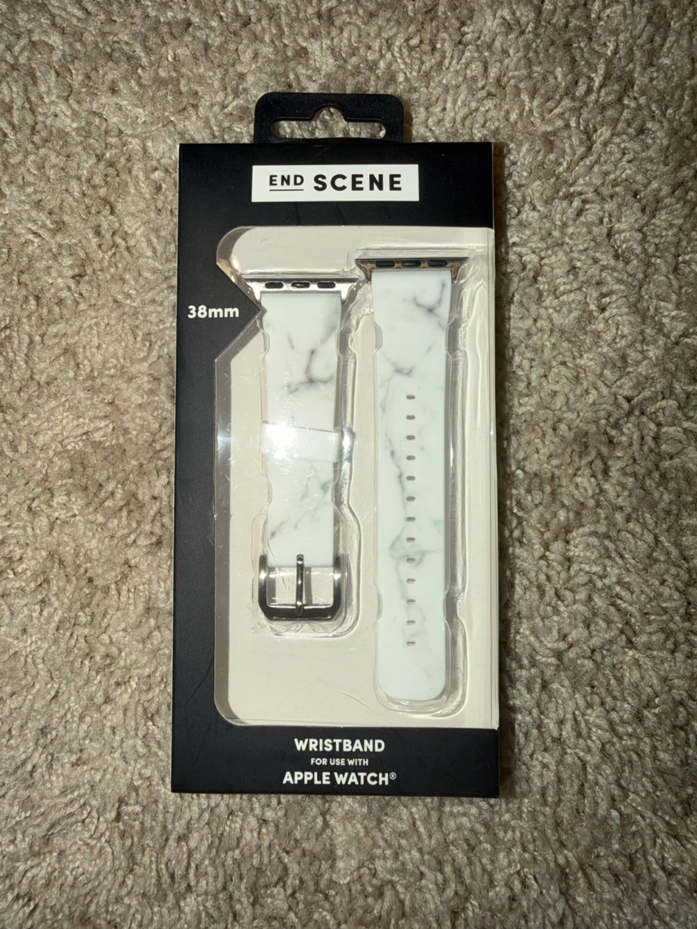 End Scene White Marble Silicone Watch Band for 38mm